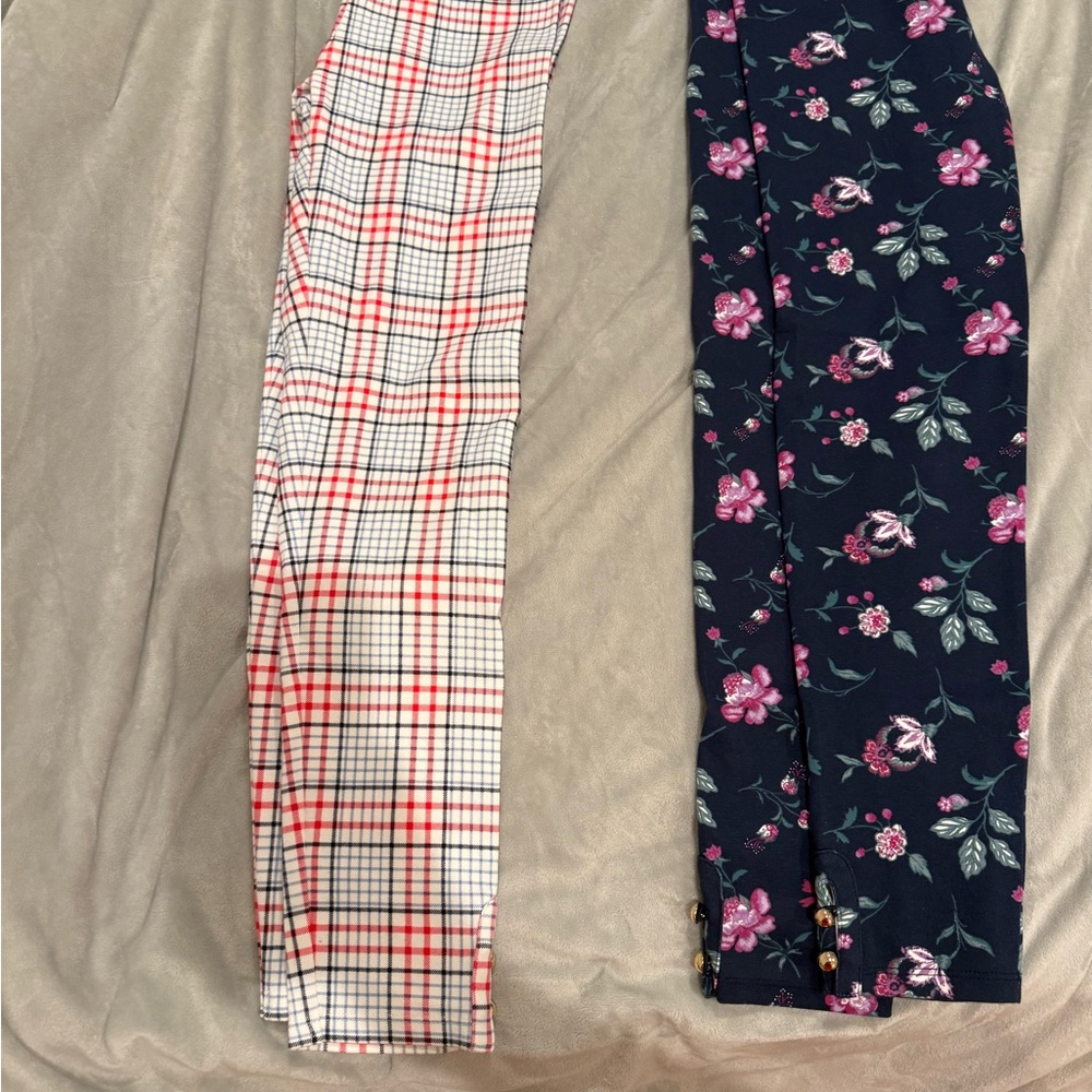 Janie and Jack Red Plaid and Navy Floral Kids Bottoms